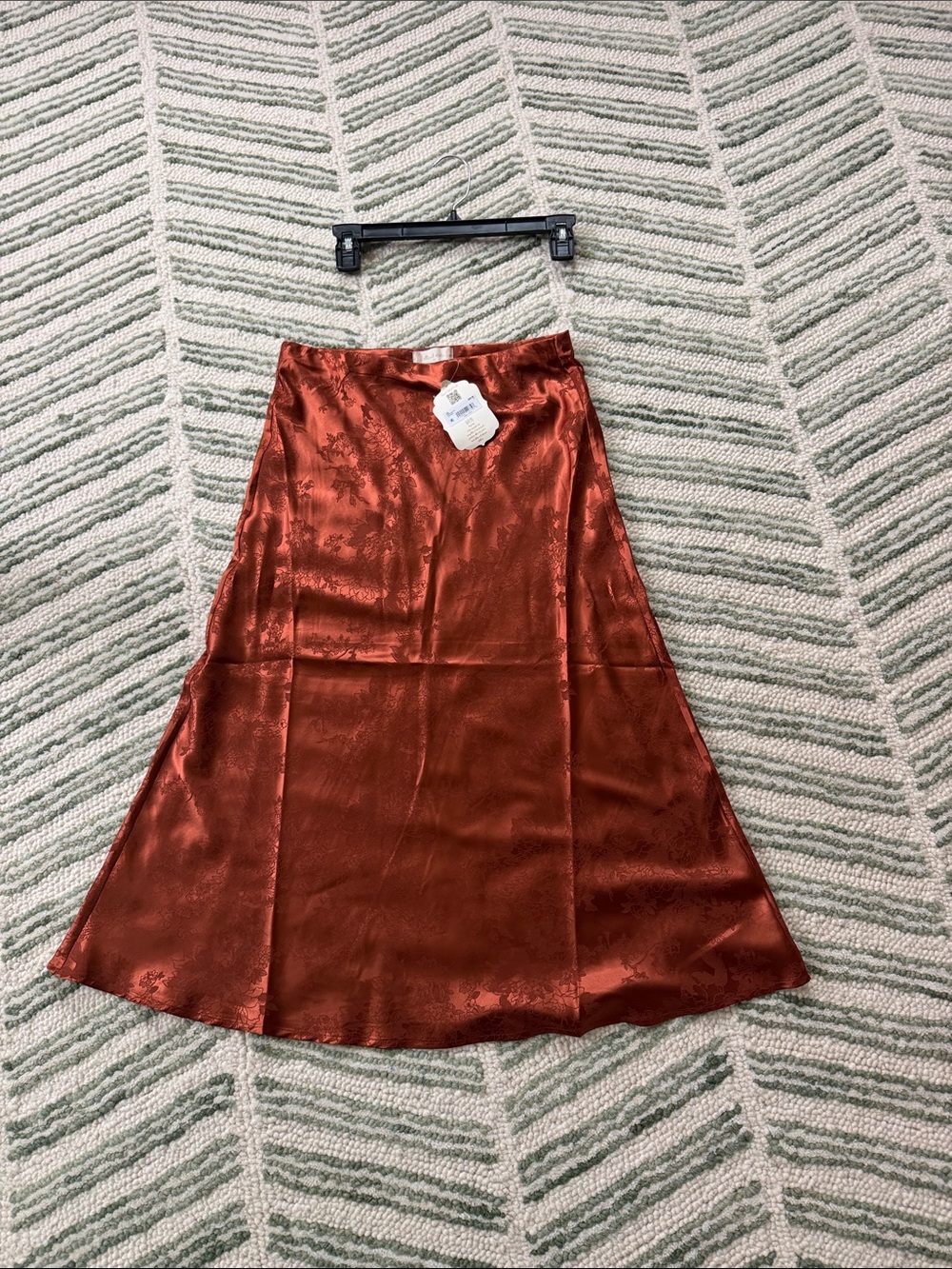 Altar'd State Rust Satin Jacquard Midi Skirt